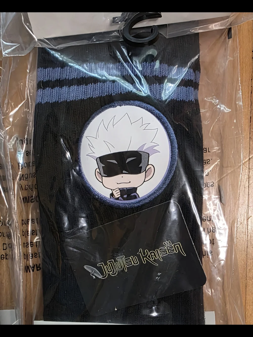 Jujutsu Kaisen Black Crew Socks with Blue Stripe Accents - 6 Pack